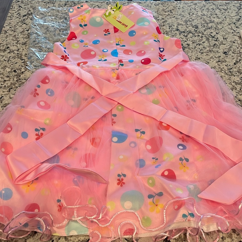 Princess birthday dress L.O.L. Pink dress with tulle skirt attached sash, 140cm - Picture 14 of 15